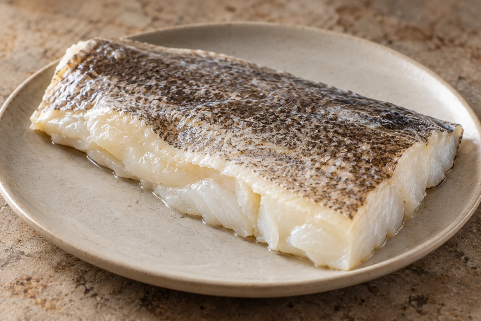 A desalted salt-cod fillet ready for cooking