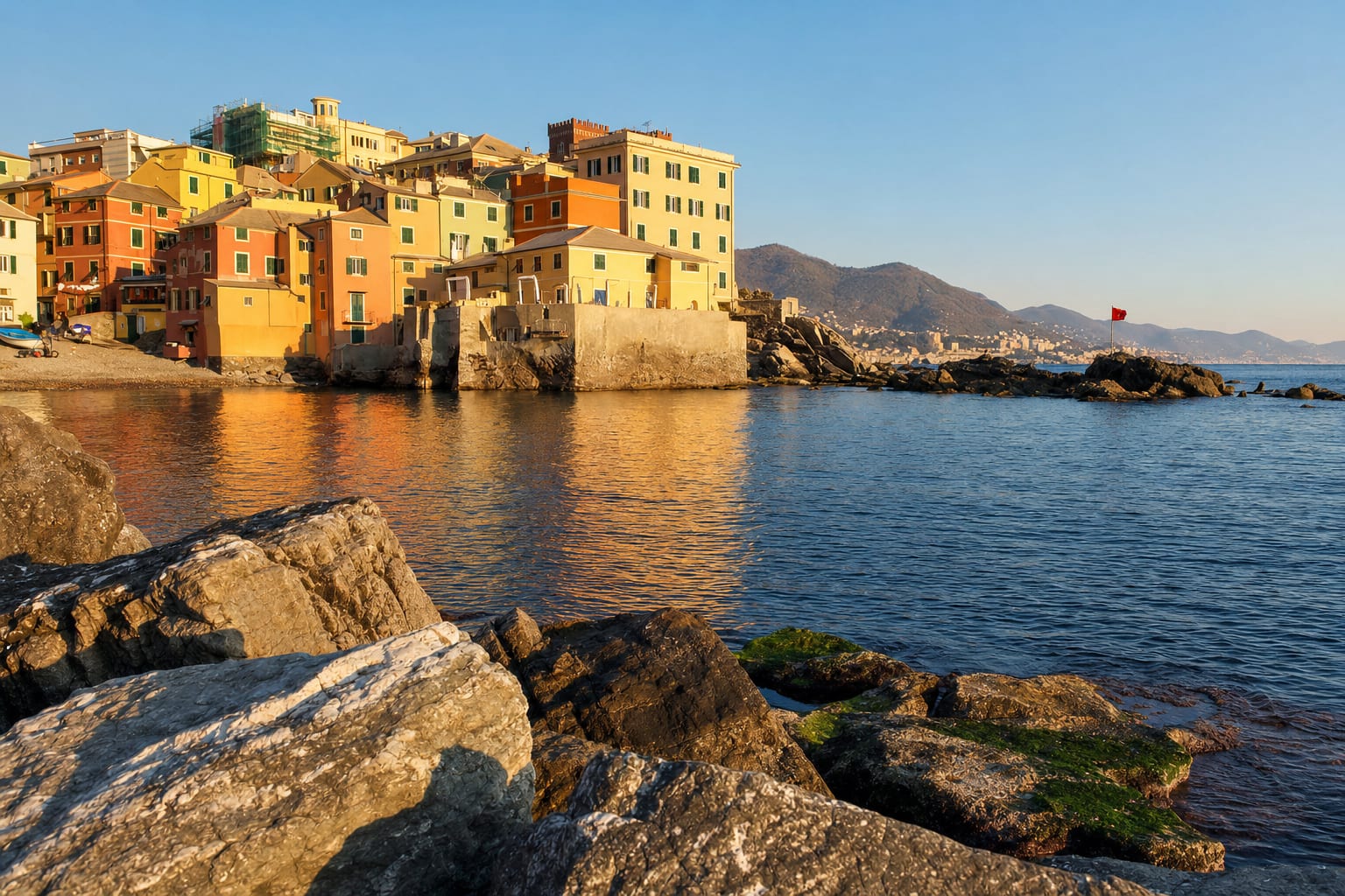 The pastel fishing huddle of Boccadasse at the end of Genoa's promenade