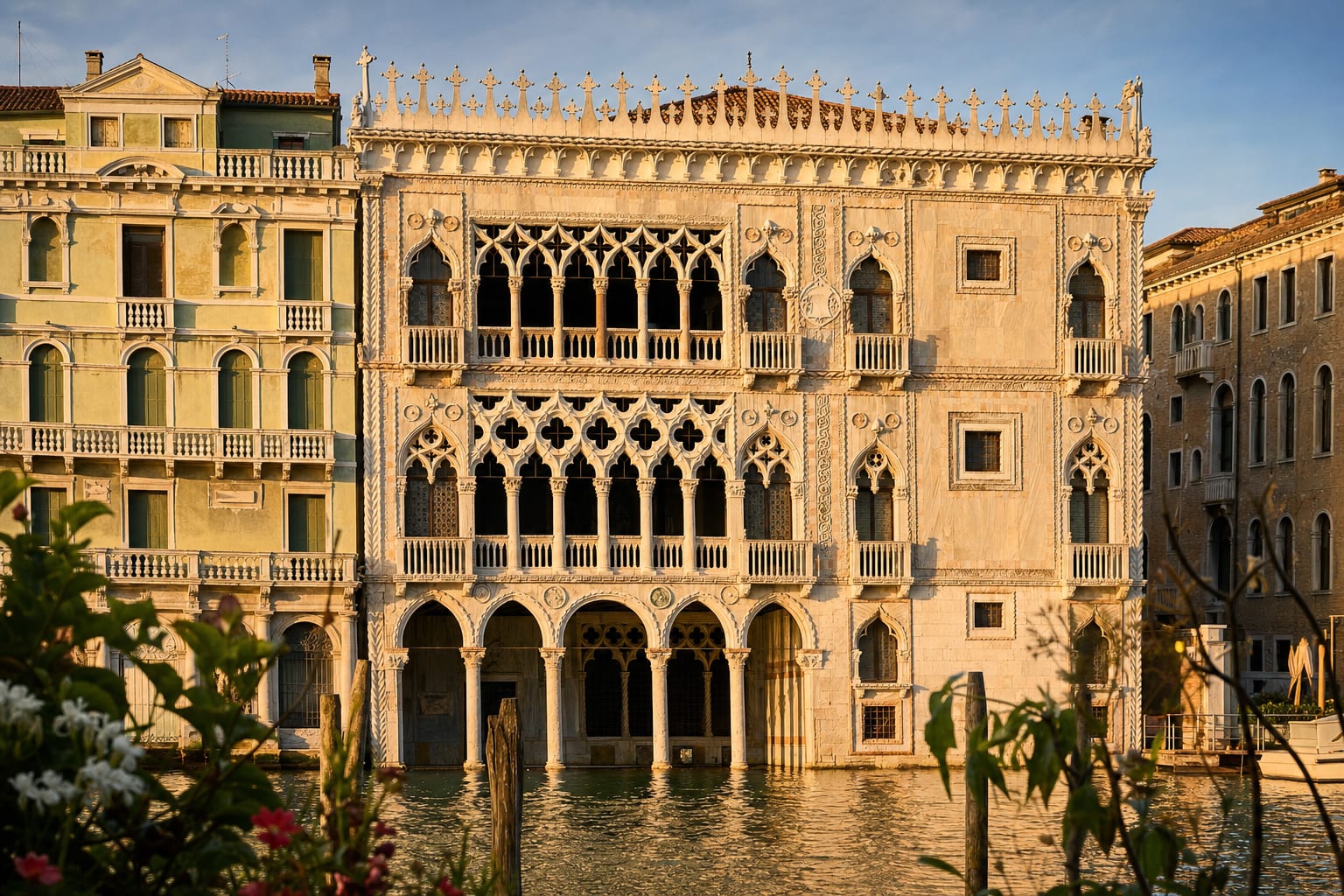 The Gothic tracery of Ca' d'Oro above the Grand Canal