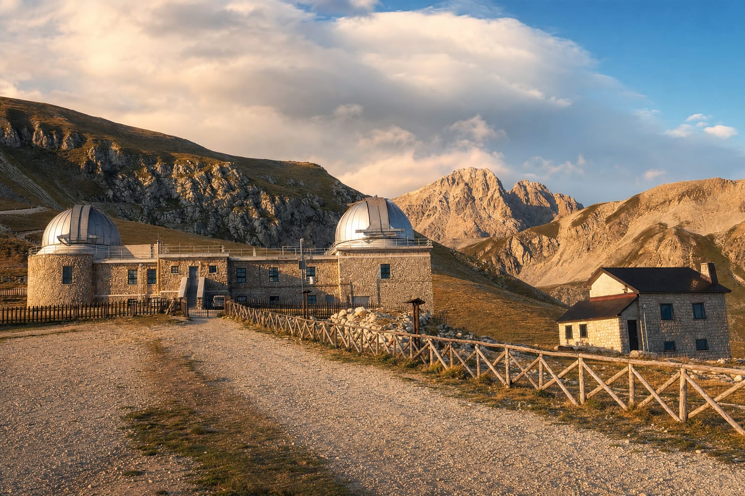 The observatory and lodge of Campo Imperatore on Gran Sasso's high plateau