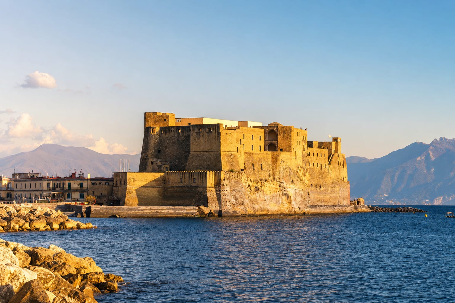 Castel dell'Ovo on its islet in the Bay of Naples