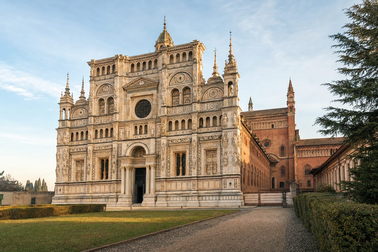 The marble front of the Certosa di Pavia, the Visconti charterhouse