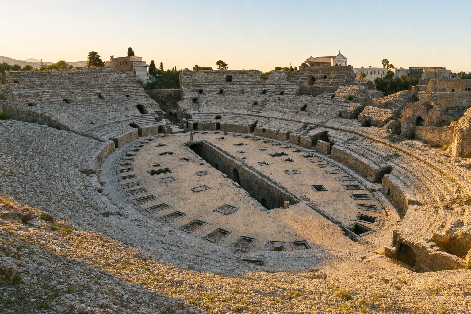 Pozzuoli's arena with its underground machinery open to the sky