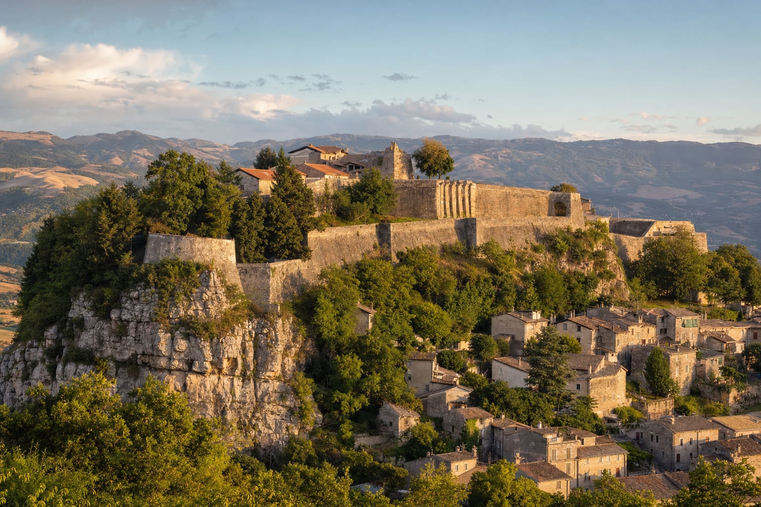 The half-kilometer fortress of Civitella del Tronto along its ridge