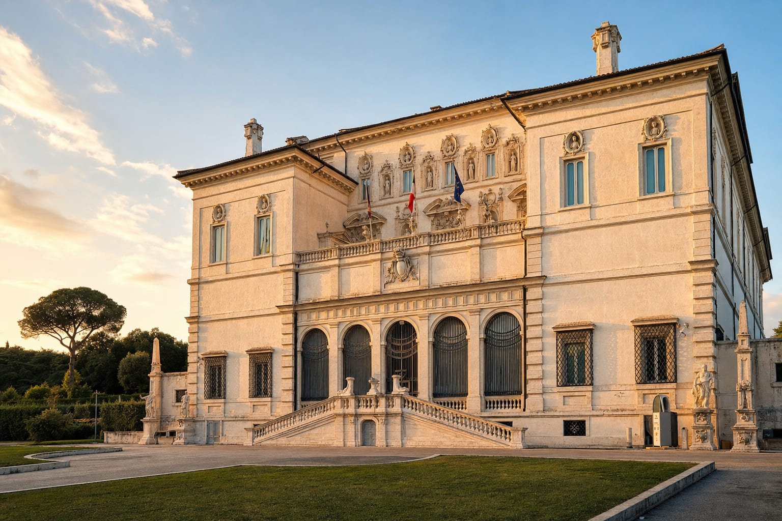 The garden facade of Villa Borghese's casino, home of Bernini's marbles