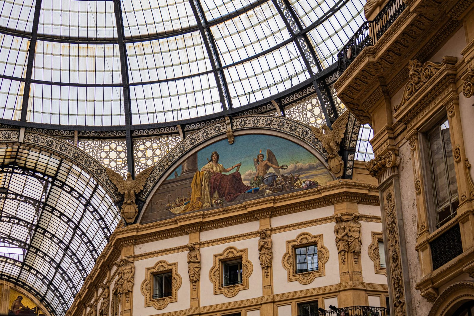The glass dome and mosaic floor of Galleria Vittorio Emanuele II, Milan