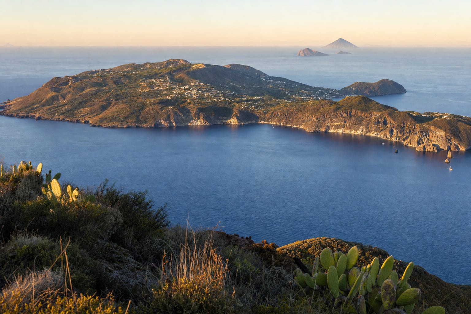 Lipari's coast with the Aeolian sisters on the horizon
