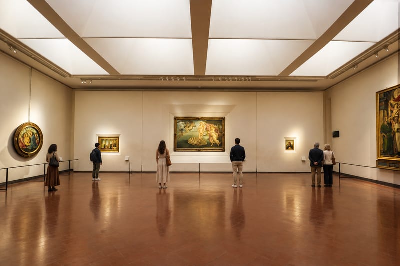 Visitors in the Botticelli room before The Birth of Venus
