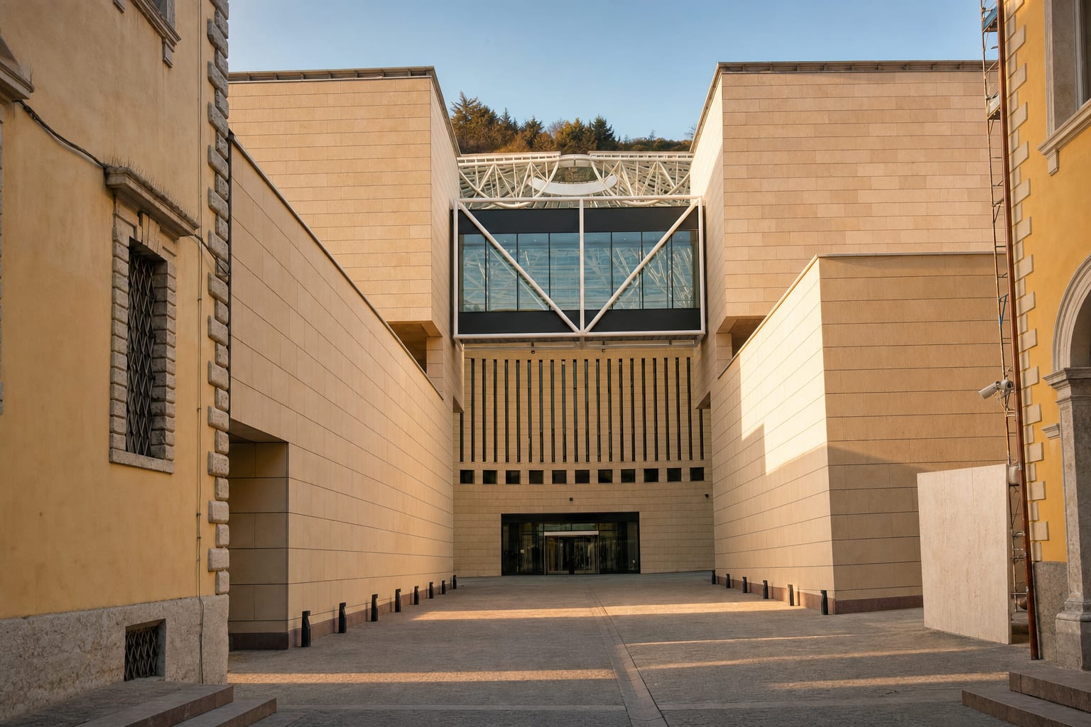 The entrance corridor to Botta's MART rotunda, Rovereto