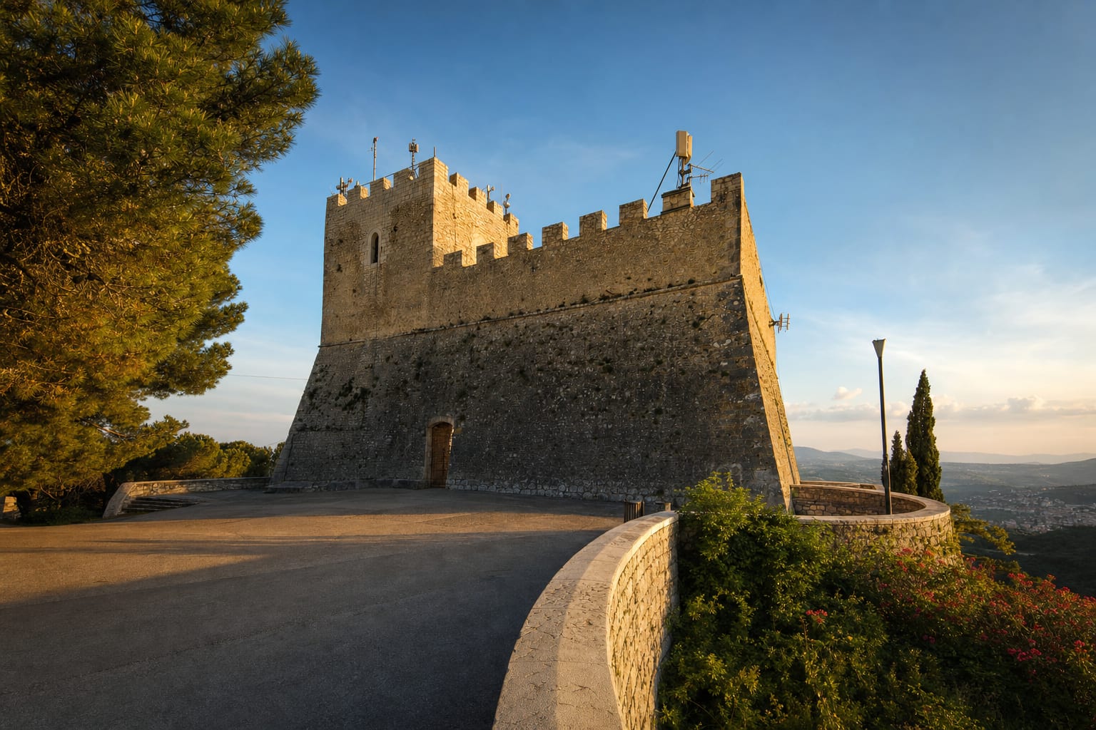 The blunt crenellated front of Monforte Castle above Campobasso