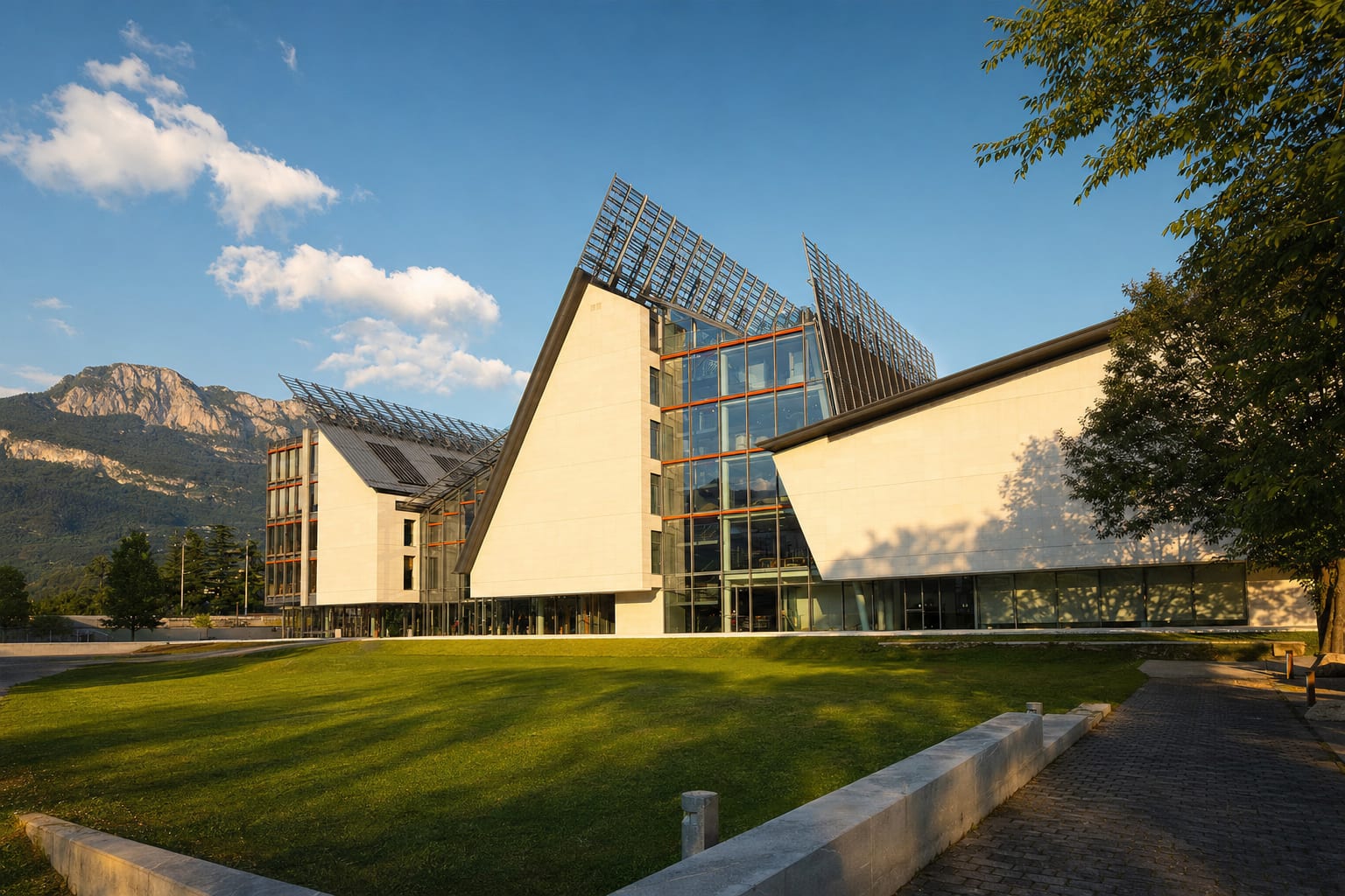 The mountain-profile roofs of MUSE, Renzo Piano's science museum in Trento