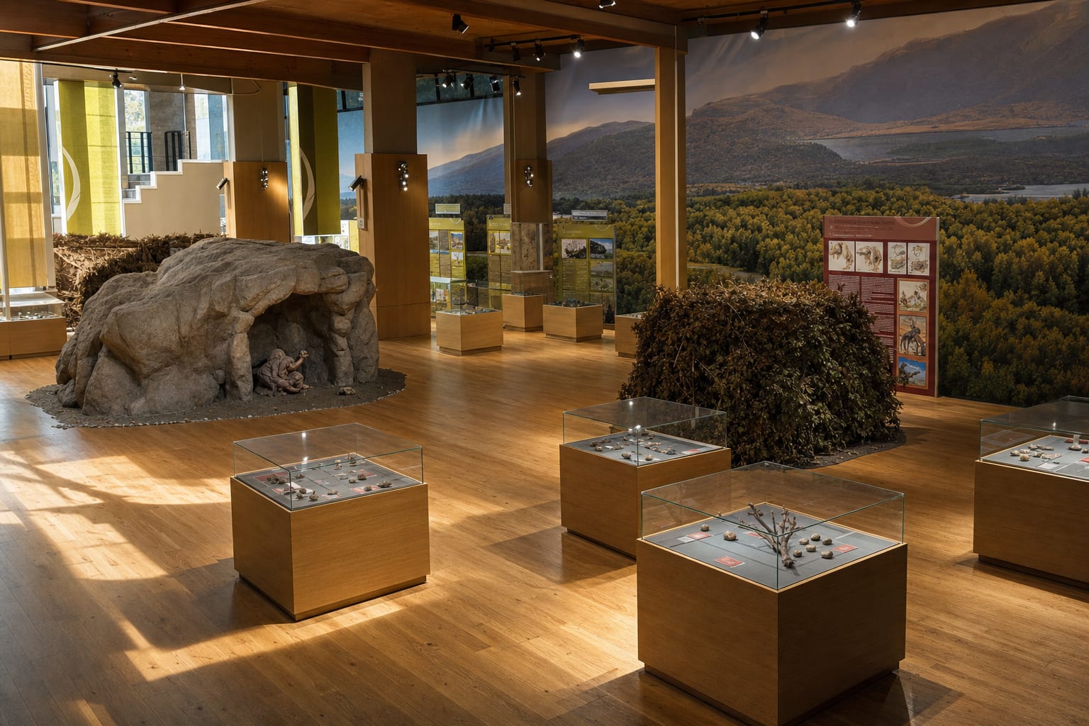 The excavation floor displayed inside Isernia's Paleolithic museum