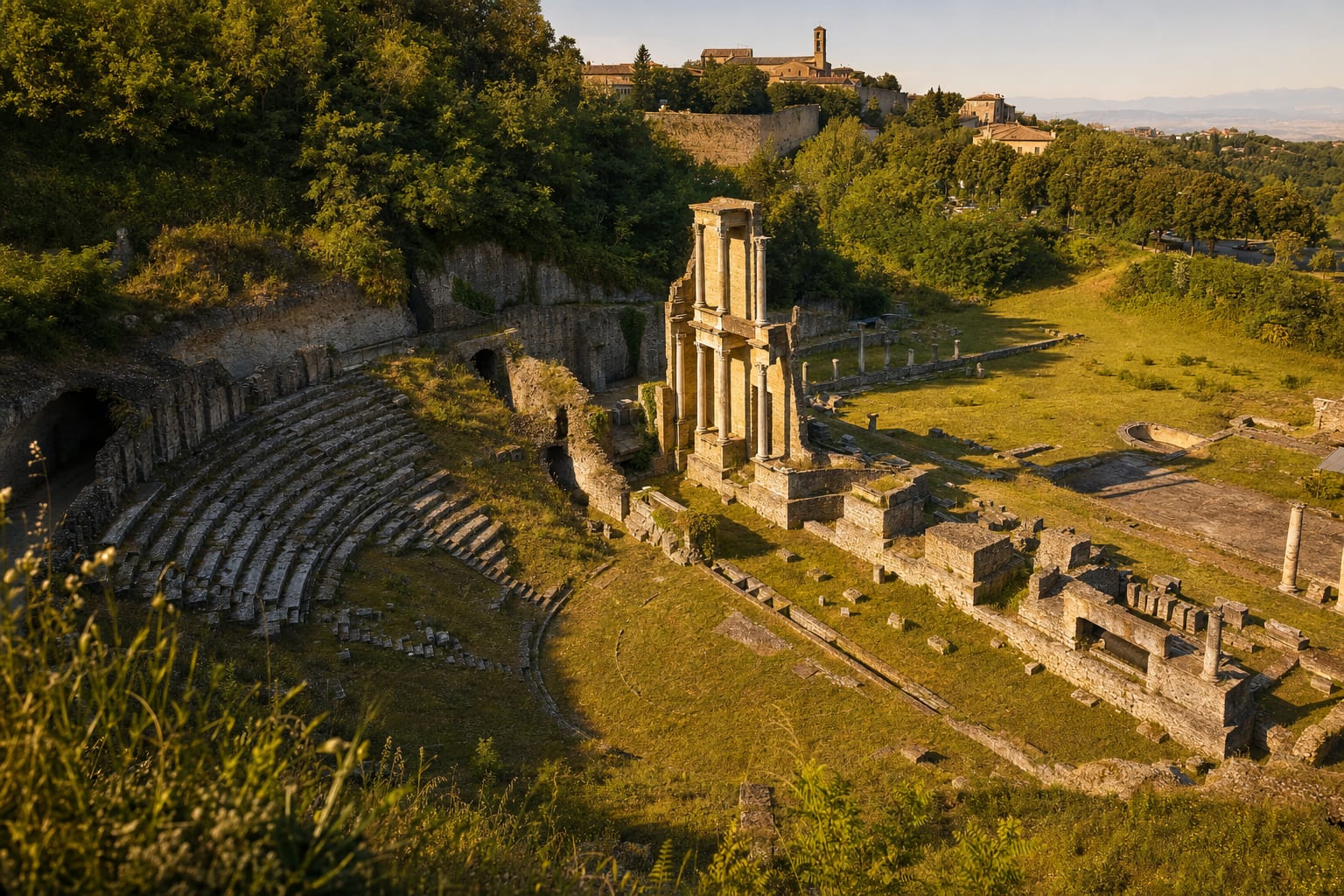 Volterra's Roman theatre with its re-erected stage columns