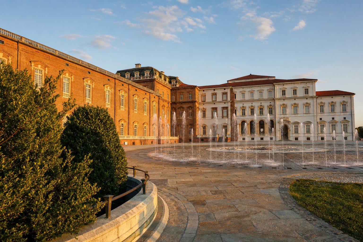 The long wing of the Reggia di Venaria in evening light
