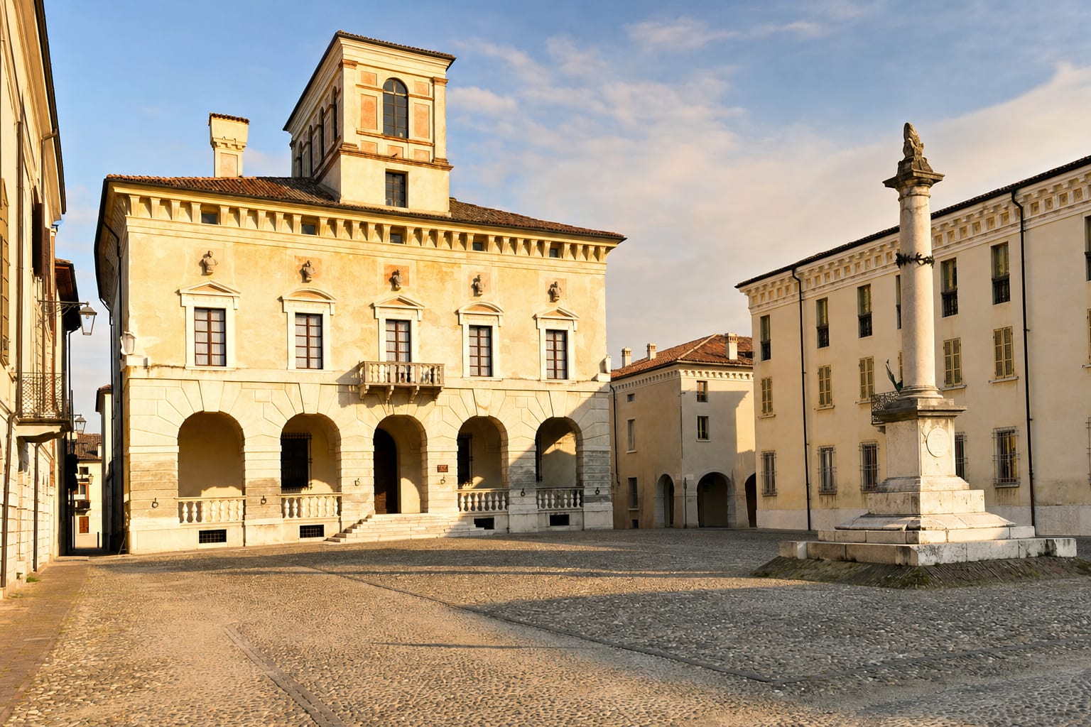The still piazza of Sabbioneta, one prince's ideal city