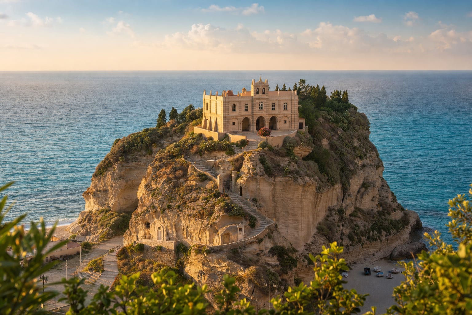 The sanctuary of Santa Maria dell'Isola on its rock above Tropea's sea