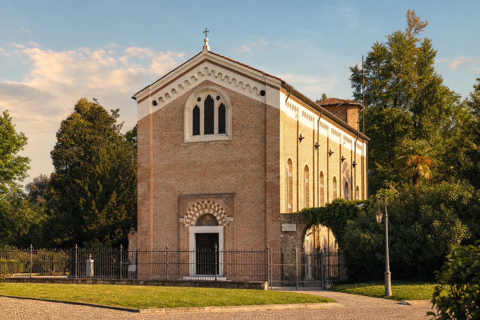 The plain brick shell of the Scrovegni Chapel hiding Giotto's blue