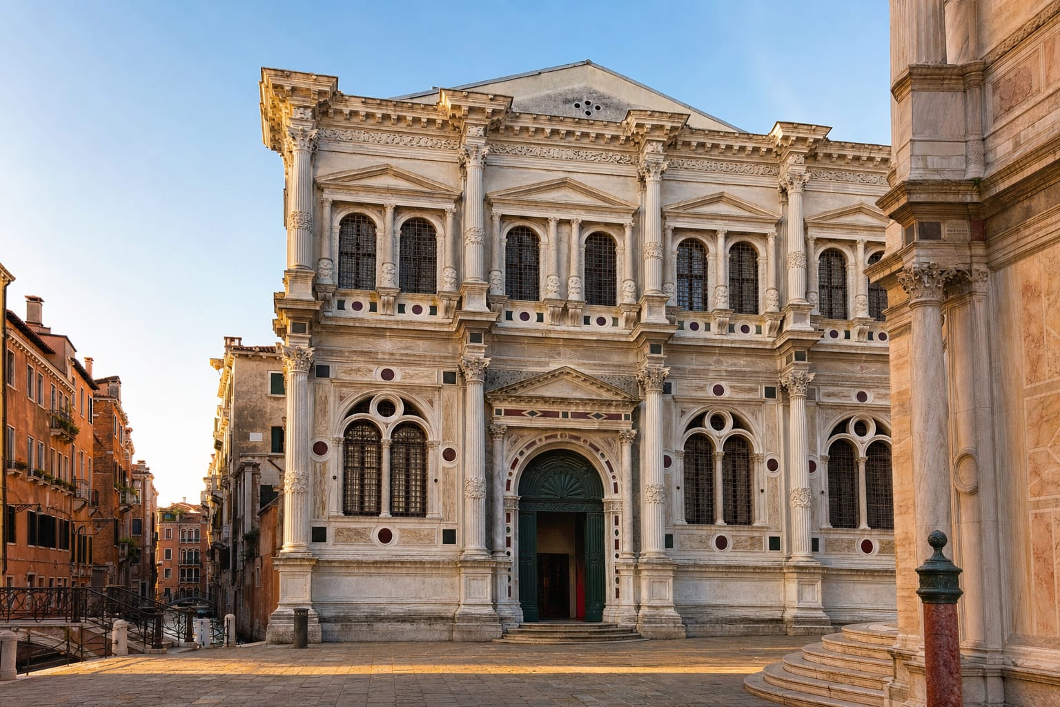The marble front of the Scuola Grande di San Rocco, Venice