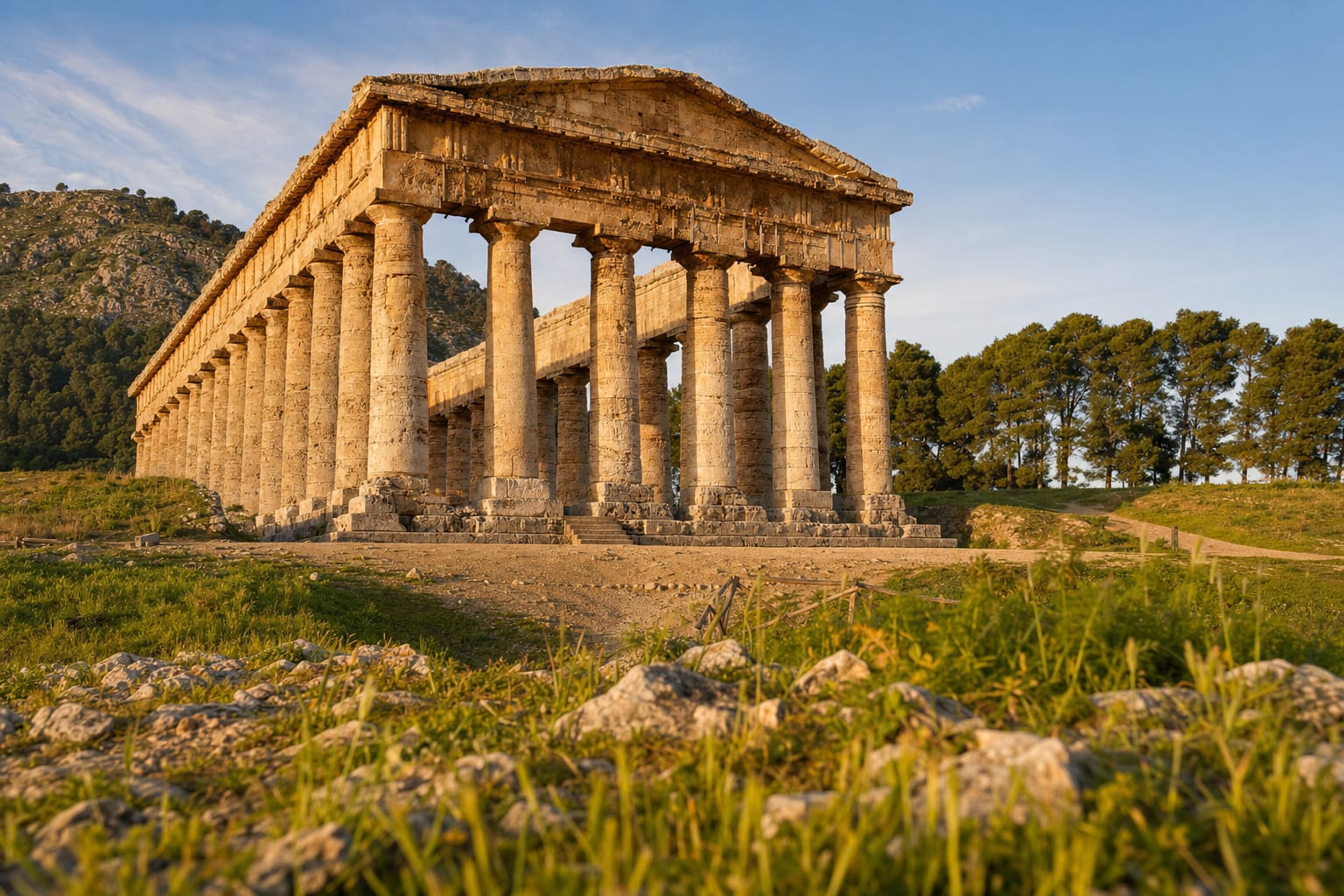 The unfinished Doric temple of Segesta alone on its hill