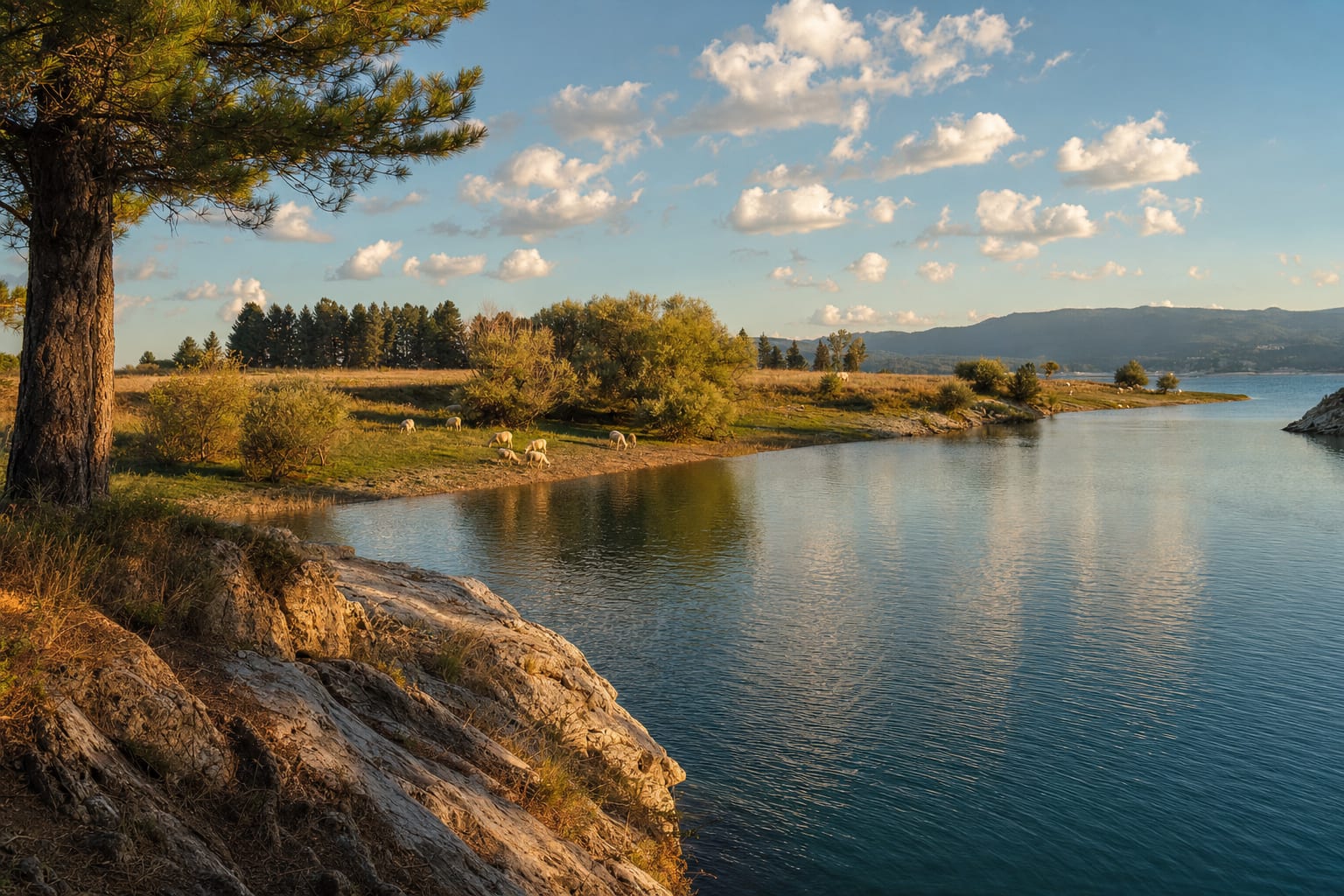 A pine-framed lake on the Sila plateau, Calabria's high country