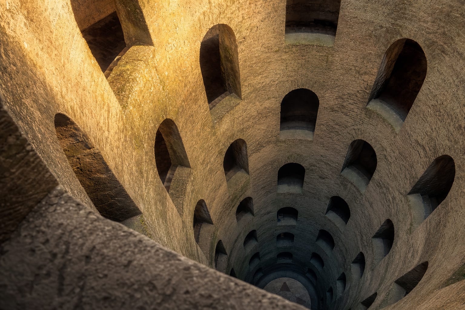 Looking into St. Patrick's Well, Sangallo's double spiral at Orvieto