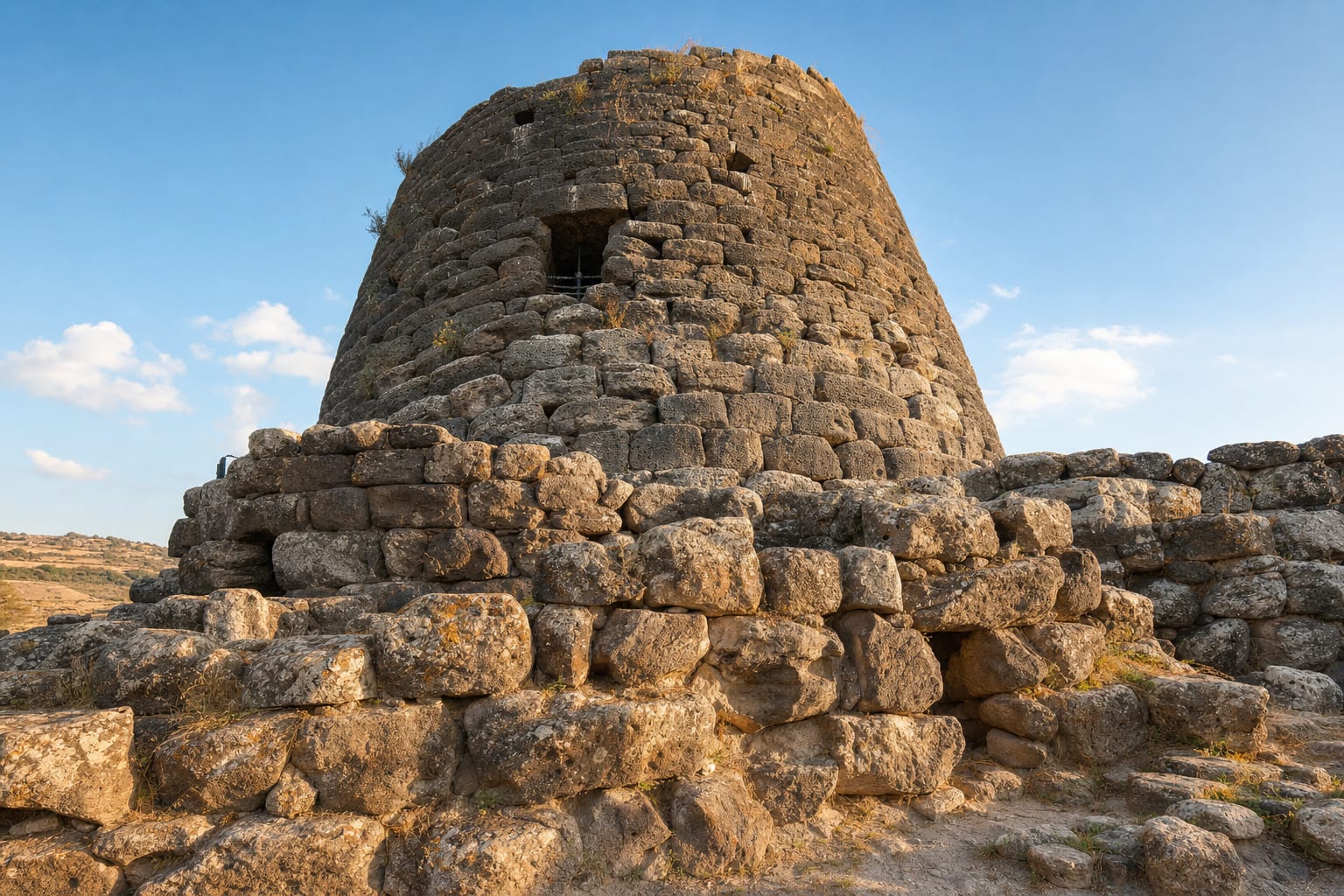 The basalt central tower of Su Nuraxi, Sardinia's great Bronze Age fortress
