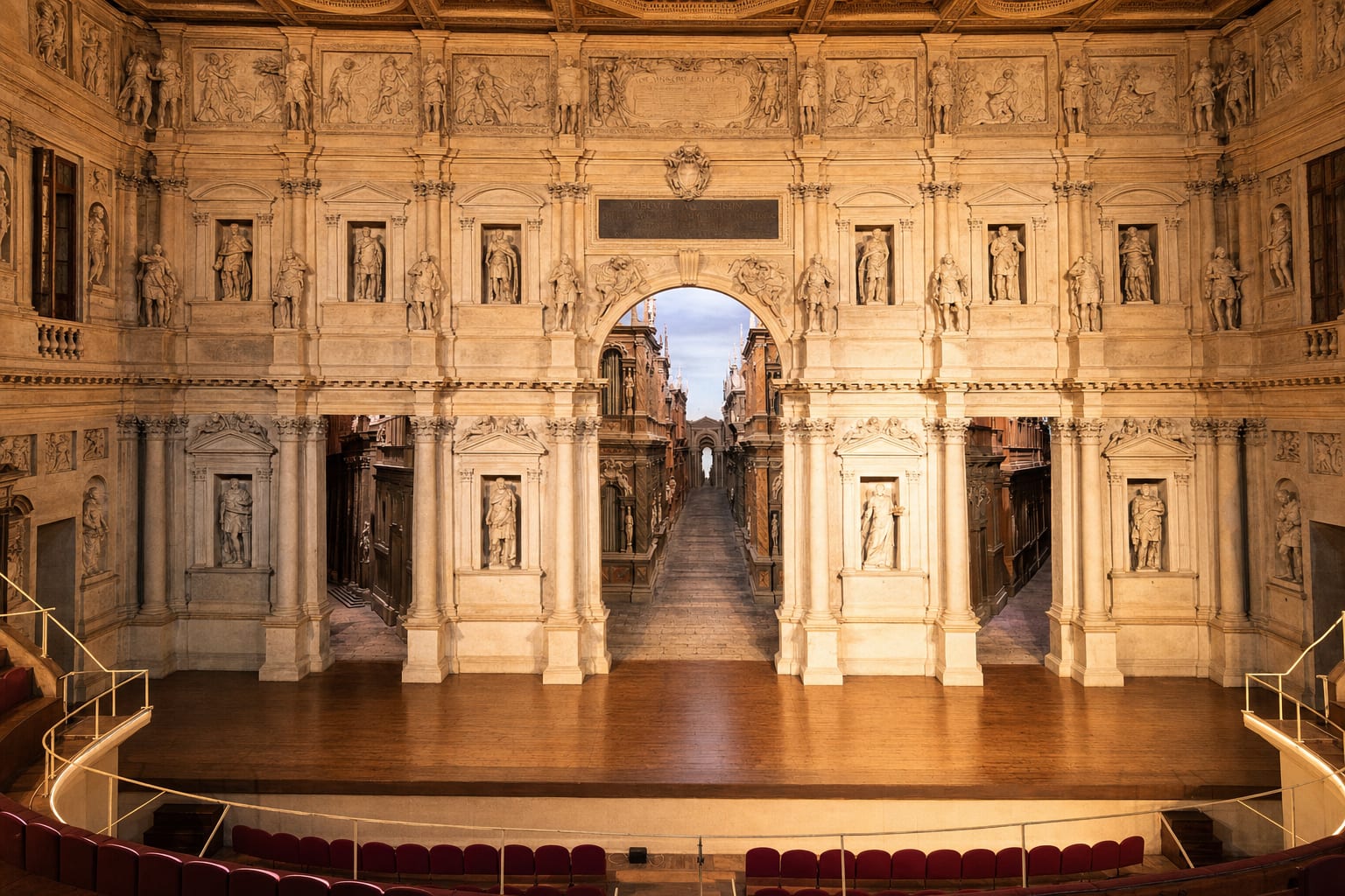Scamozzi's false streets receding behind the Teatro Olimpico's stage
