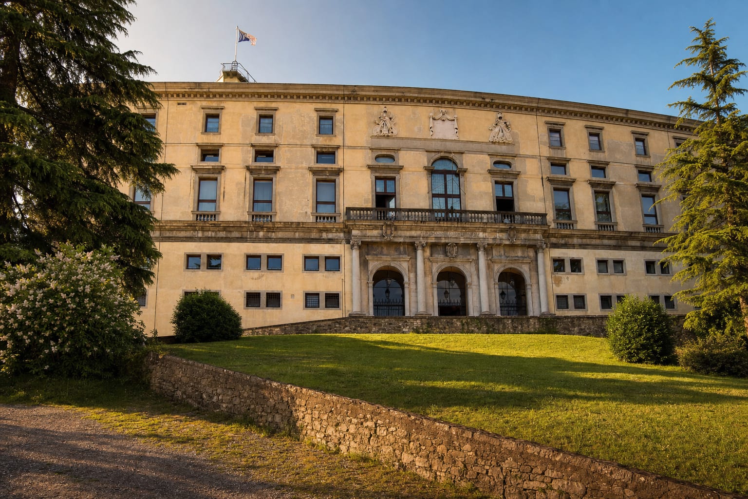 The castle of Udine on its green hill above the town