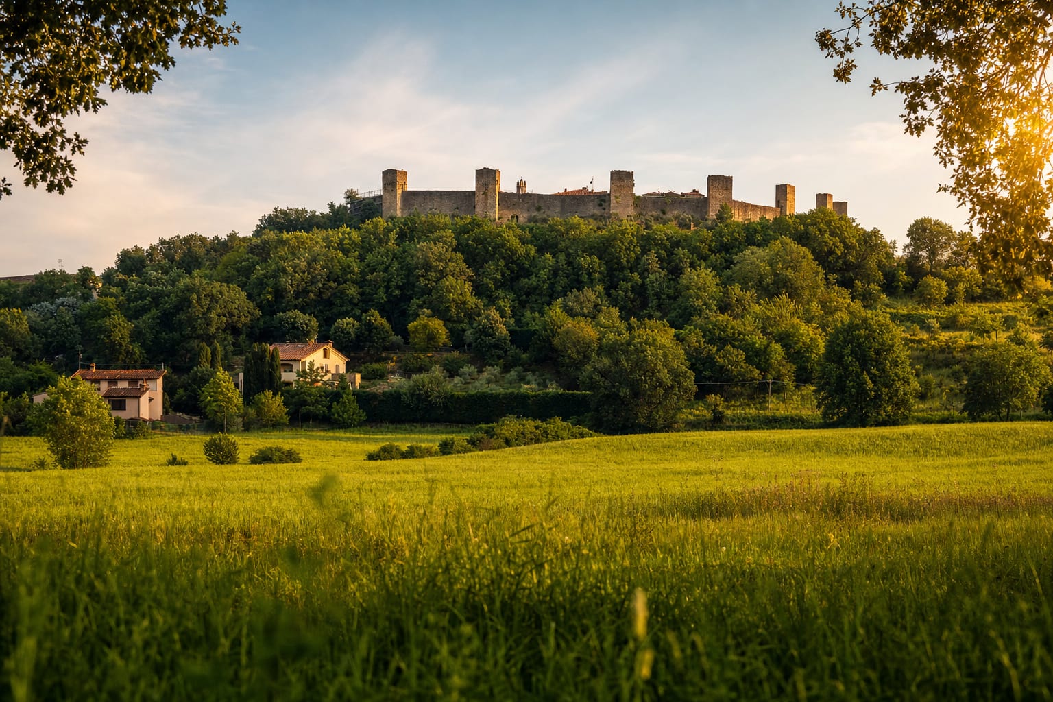 Monteriggioni's crown of towers above the Sienese fields