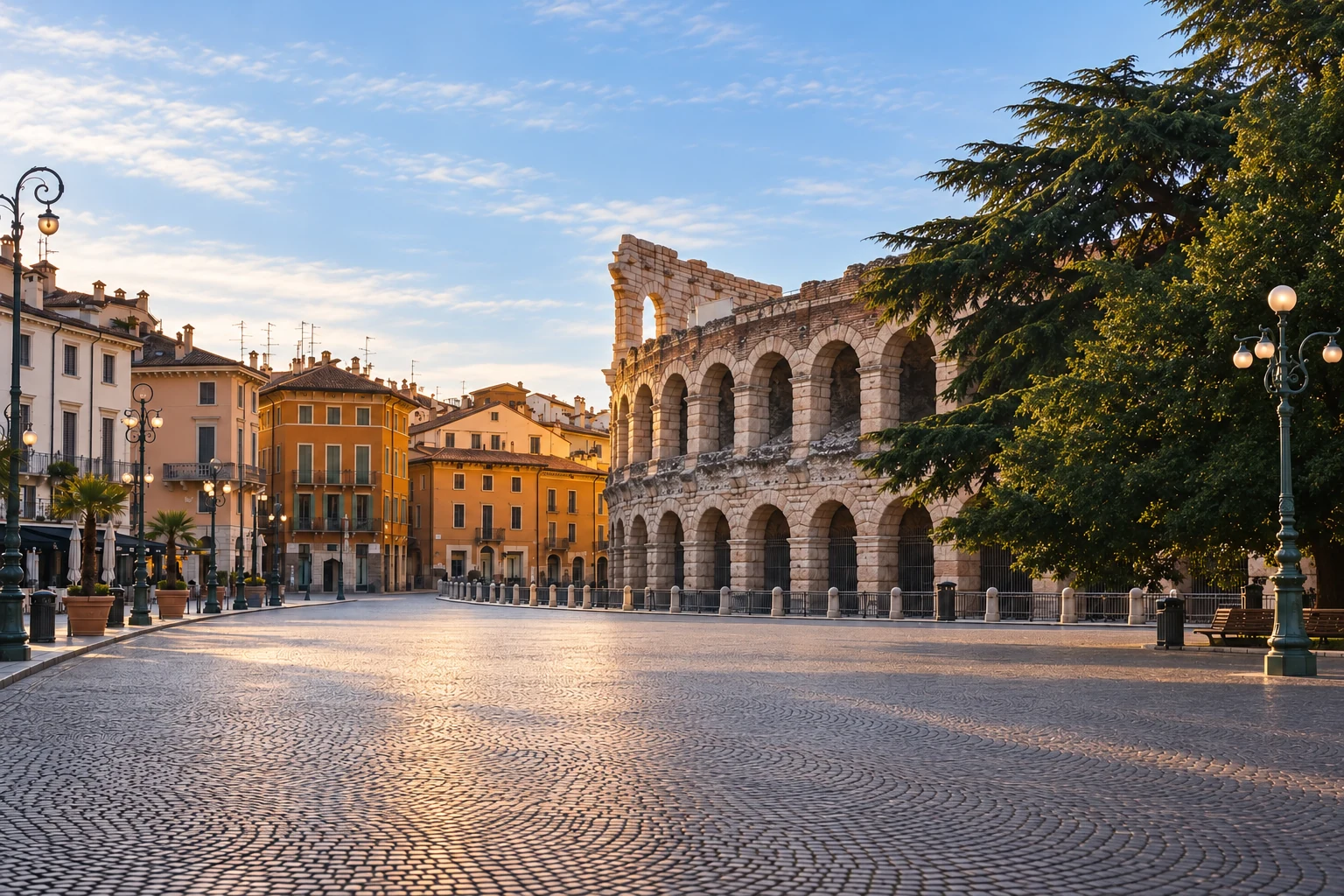 The Arena and open paving of Piazza Bra in Verona