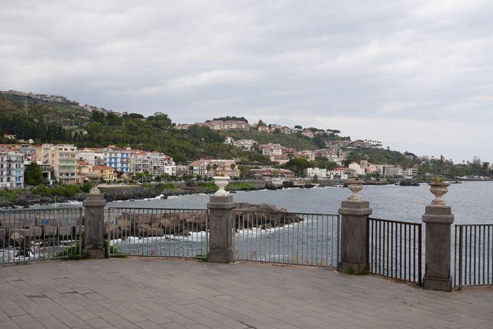 Acireale on its green terrace above the Ionian