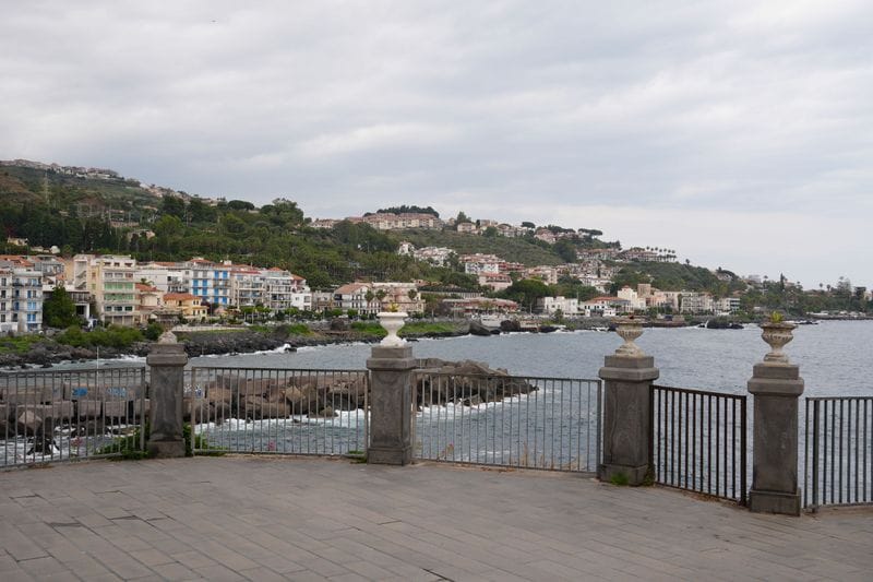 Acireale on its green terrace above the Ionian