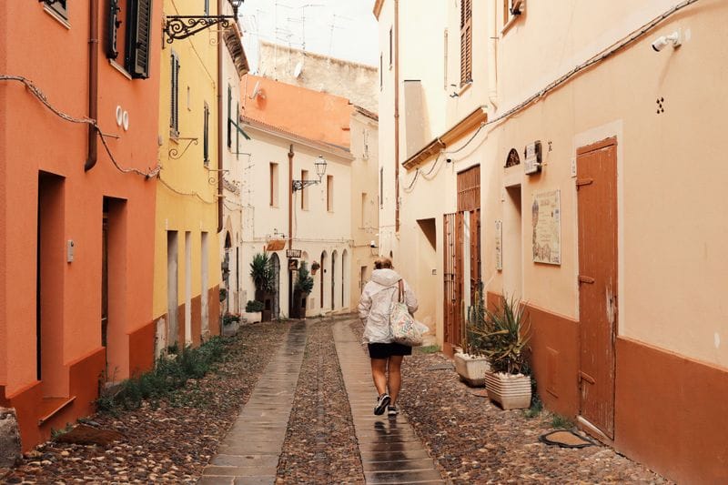 A cobbled lane in Alghero's Catalan quarter