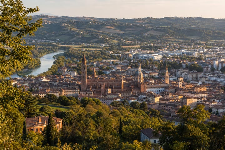 The rooftops and towers of Asti in Piedmont
