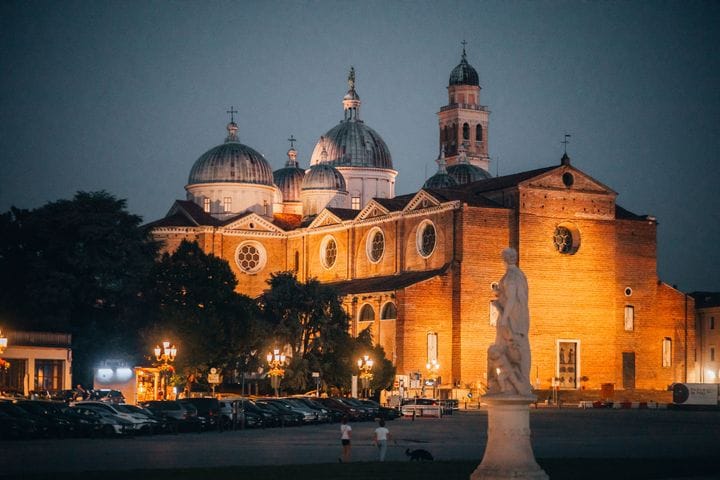 The domes of Sant'Antonio glowing at dusk, Padua