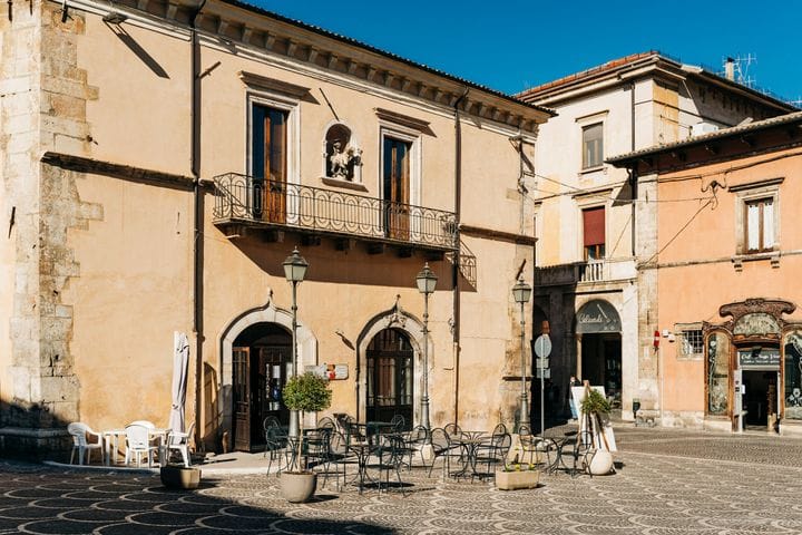 The medieval aqueduct across Piazza Garibaldi, Sulmona