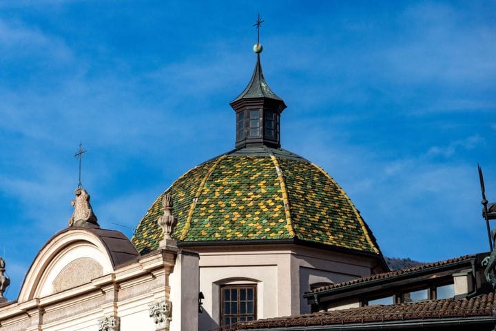 The green-tiled dome of Santa Maria Maggiore, Trento