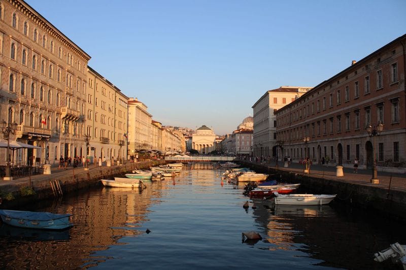 Boats along the Canal Grande of Trieste