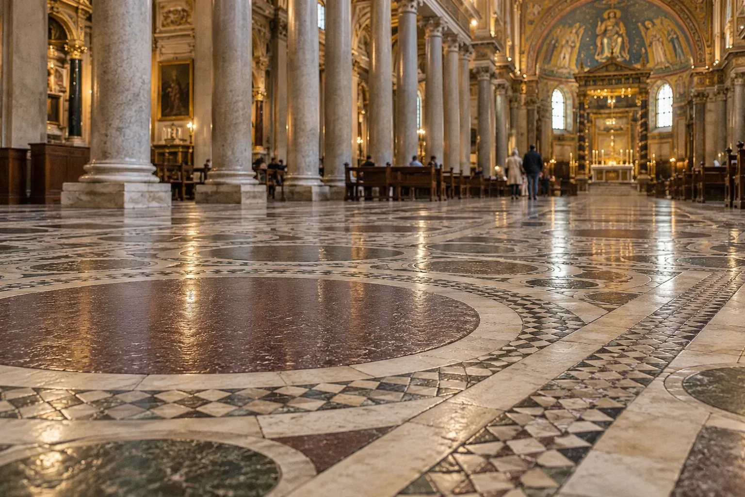 The Cosmatesque marble floor of Santa Maria Maggiore in Rome