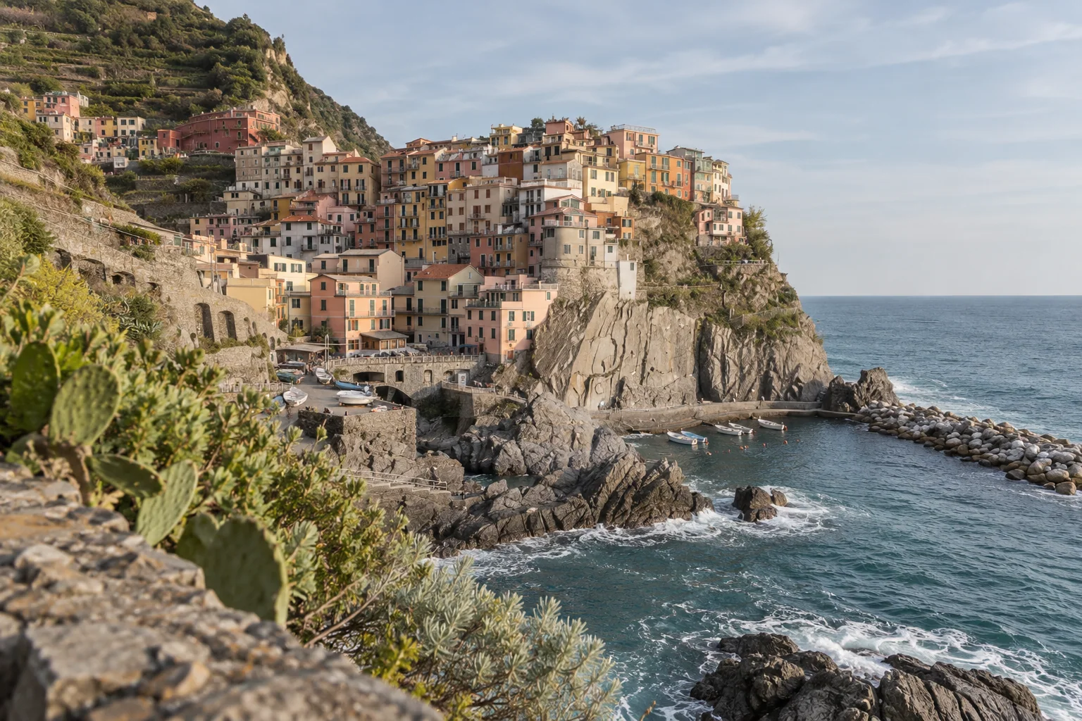Manarola's colorful houses above a rocky Ligurian headland