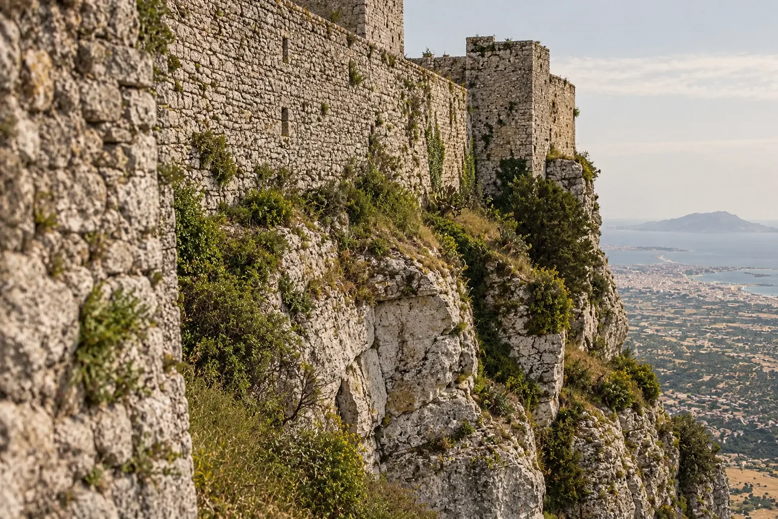 Erice's Venus Castle on a sheer rock above the Sicilian plain