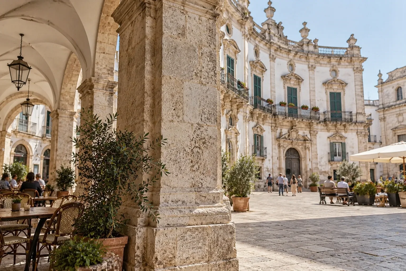 The vaulted arcade beside Piazza Maria Immacolata in Martina Franca