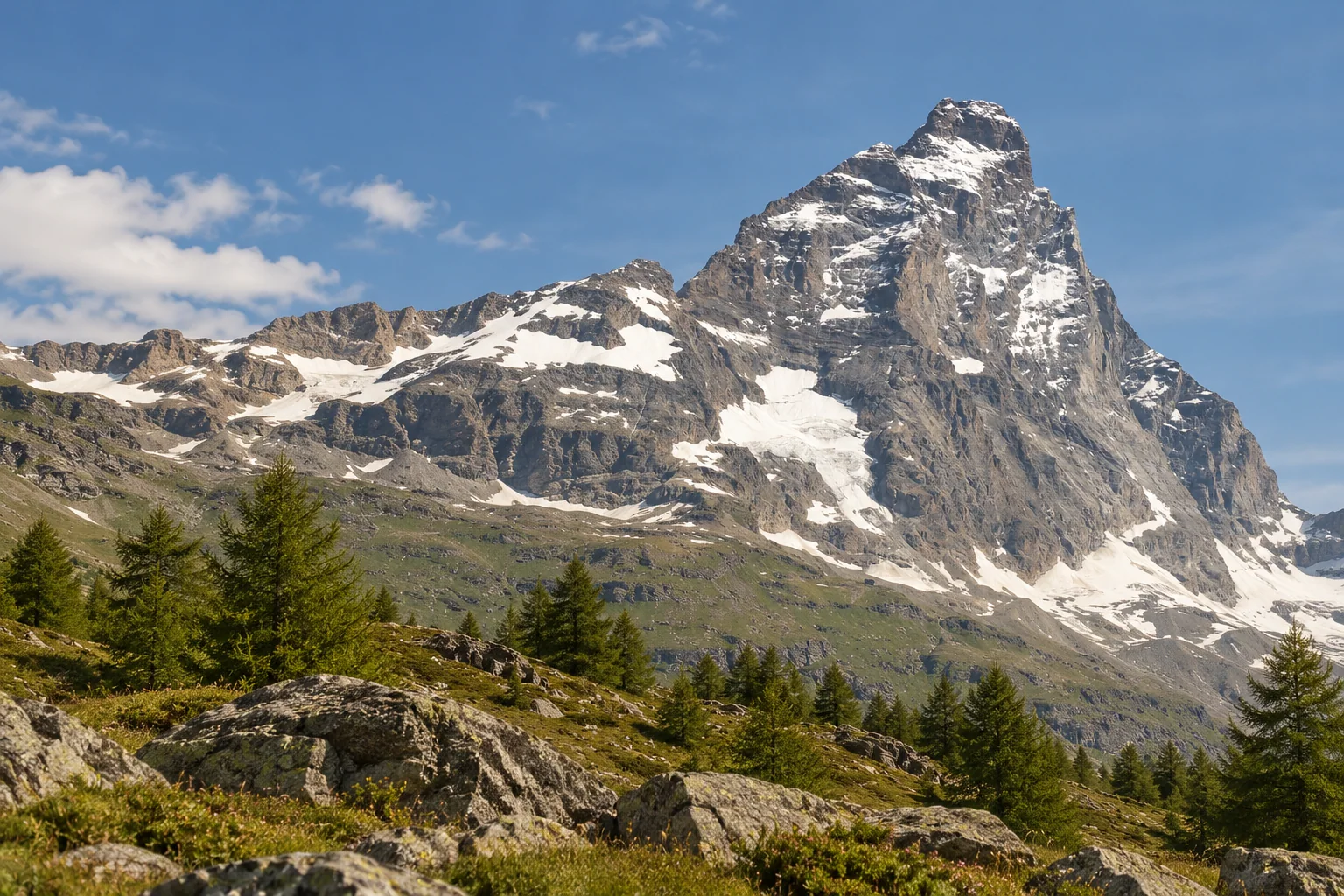 The Matterhorn from the Italian side above Breuil-Cervinia