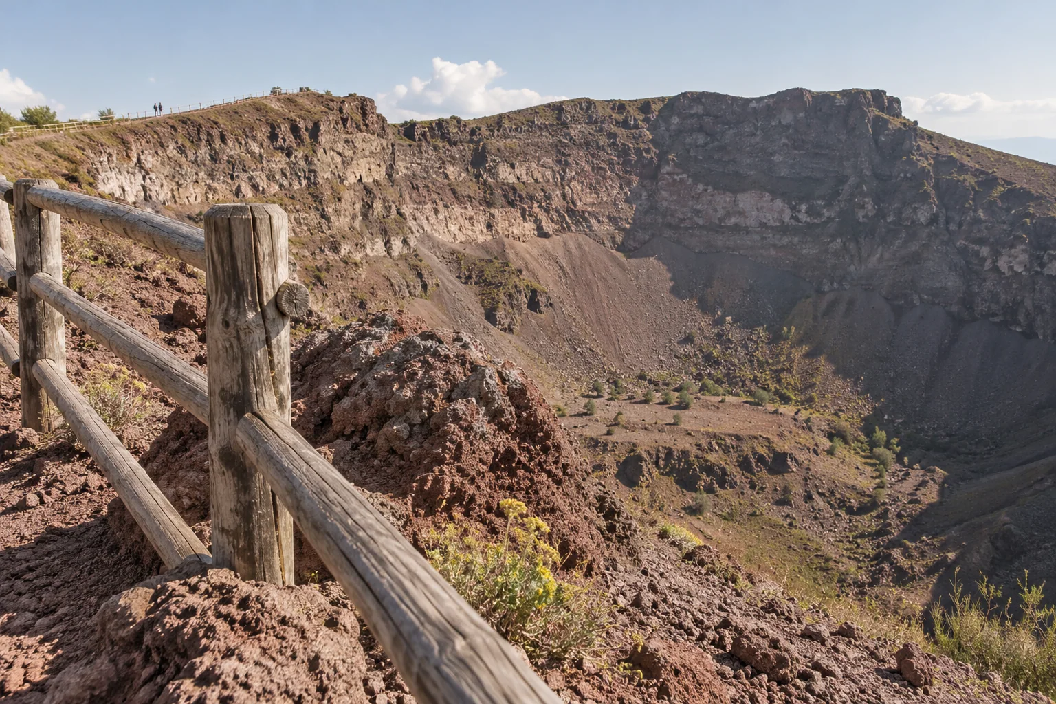The layered wall of Vesuvius crater seen from the rim