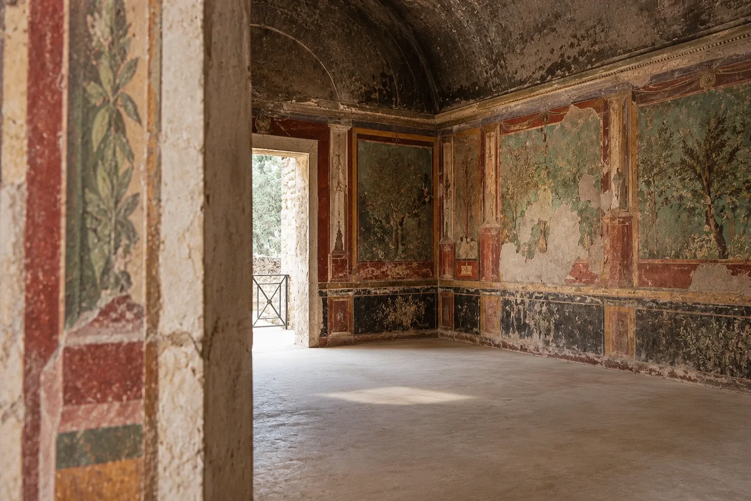 Surviving painted wall panels in the House of Livia on the Palatine