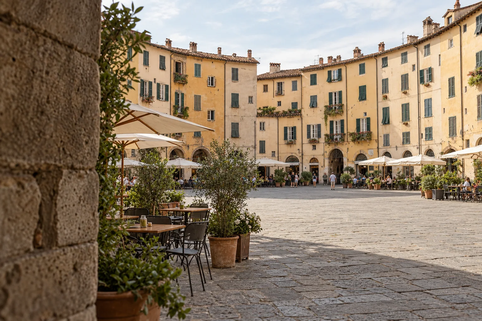 Arched ground floors of the houses around Piazza dell’Anfiteatro in Lucca
