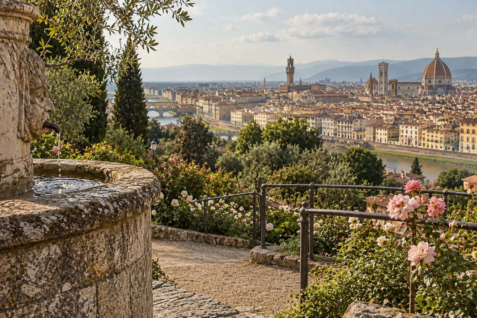 The Giardino delle Rose overlooking Florence below Piazzale Michelangelo