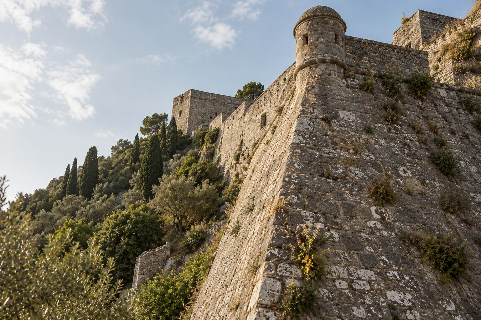 The great curved bastion of Doria Castle at Portovenere