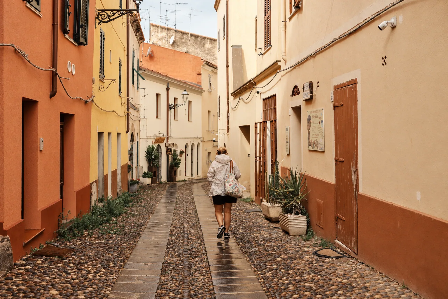 A cobbled lane in Alghero's Catalan quarter