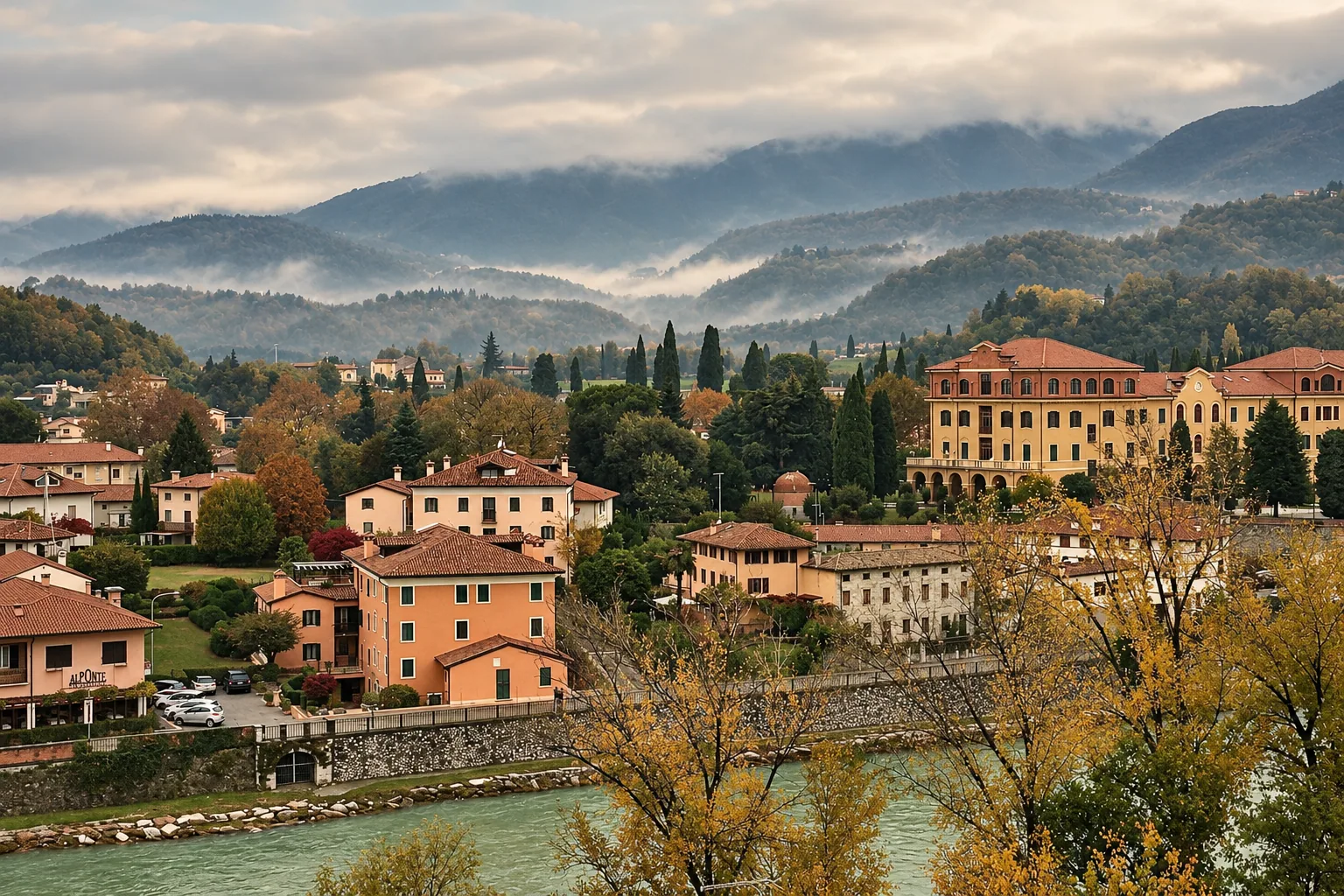 Autumn mist on the hills above Bassano del Grappa